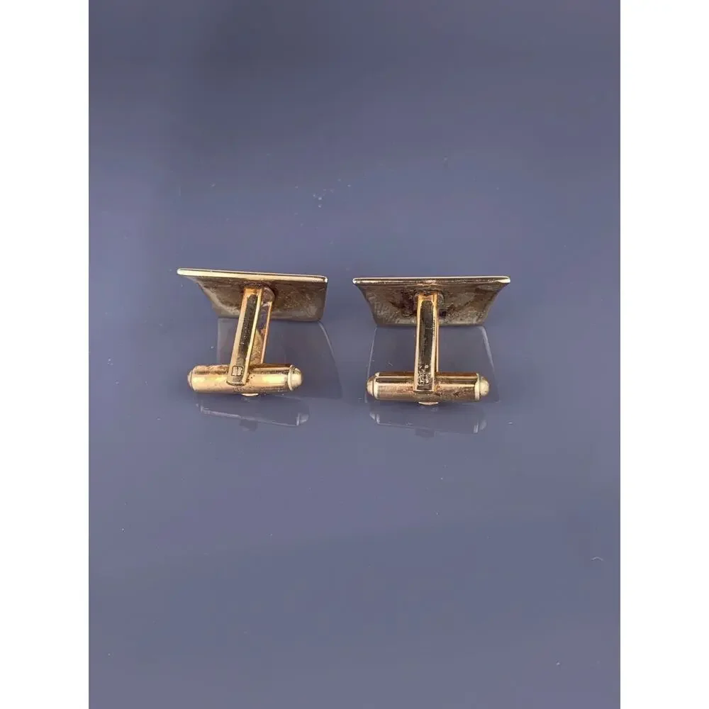Small Simple 1/20 12k Gold Filled Cufflinks Waves Textured Polish Mr X Vintage